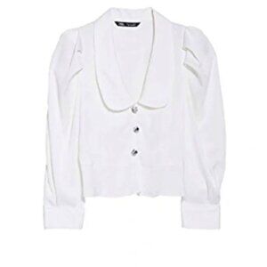 Zara Satin Blouse with Jewel Button. Size M.